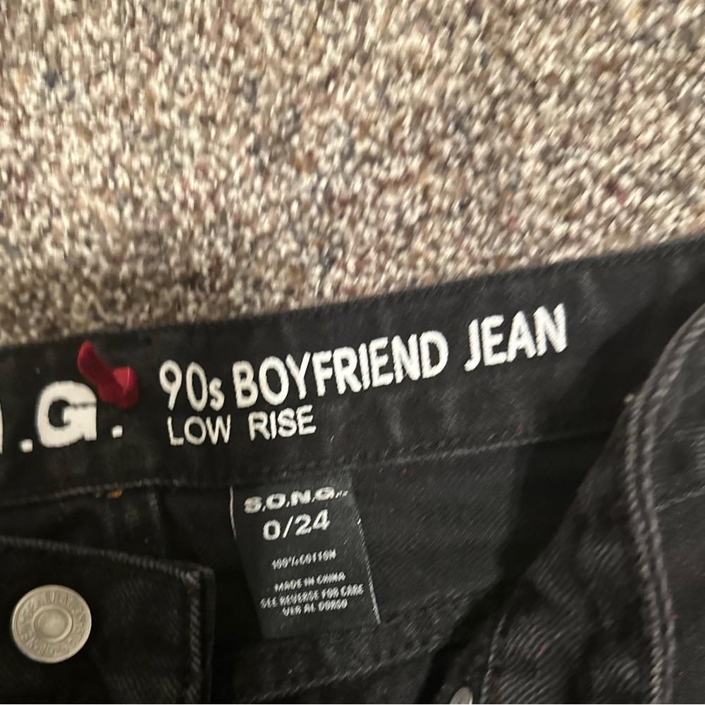 Redhawk Designs Hand Crafted Black and Red Boyfriend Jeans -One of a kind sz 24 - Picture 5 of 8